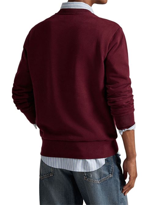 Felpa da uomo girocollo, color vino POLO RALPH LAUREN | 710916689032